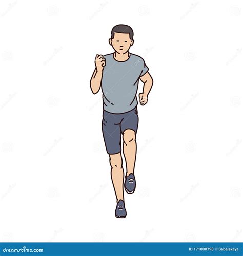 Cartoon Running Man from Front View -young Male Runner Athlete Stock ...