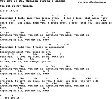 Roy Orbison You Got It Chords