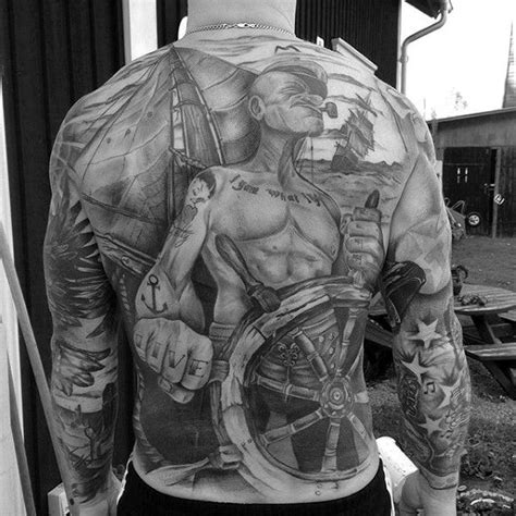 Full Back Guys Popeye Sailing Ship Tattoos Navy Tattoos, 3d Tattoos, Life Tattoos, Body Art ...