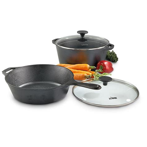 Lodge Logic® 3 - quart Cast Iron Skillet with Cover - 189485, Cast Iron at Sportsman's Guide