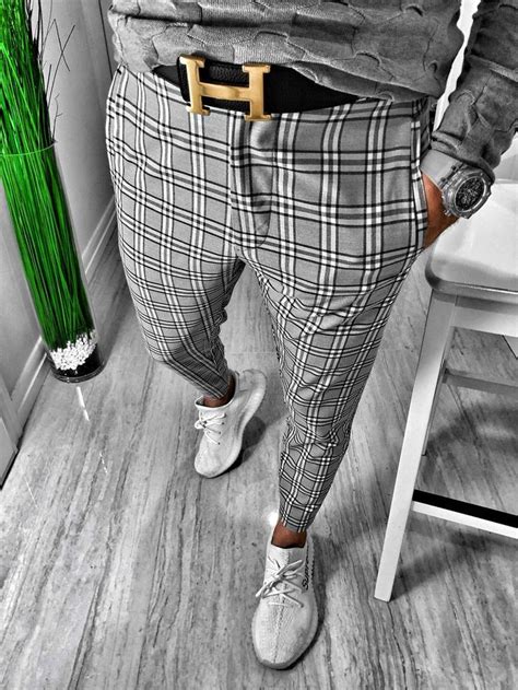 Gray Checkered Casual Jogger Pant S164 Streetwear Casual Jogger Pants | Plaid pants outfit ...