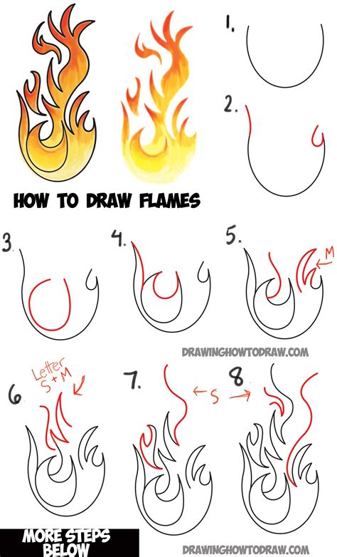 Learn How to Draw Flames and Drawing Cartoon Fire Drawing Tutorial Drawing Flames, Fire Drawing ...