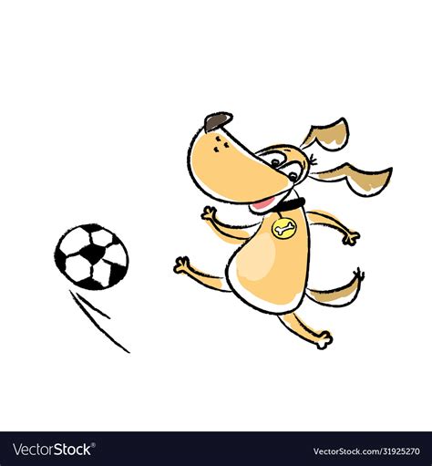 Cute funny dog is playing football Royalty Free Vector Image