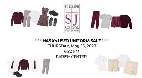 Used Uniform Sale is May 25th | St. Joseph School - Fullerton