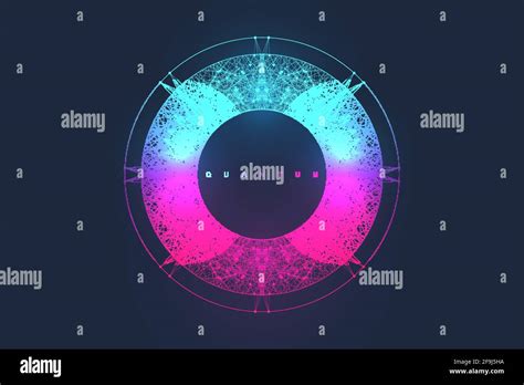 Abstract fiction vector illustration quantum computer technology. Sphere explosion background ...