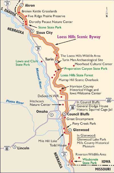 Follow this map of Loess Hills Scenic Byway. Scenic Byway, Scenic Drive ...