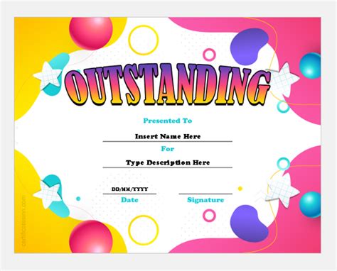 Outstanding Performance Certificate Templates | Edit & Print