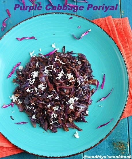 Sandhiya's Cookbook: Purple Cabbage Stir Fry | Purple Cabbage Poriyal