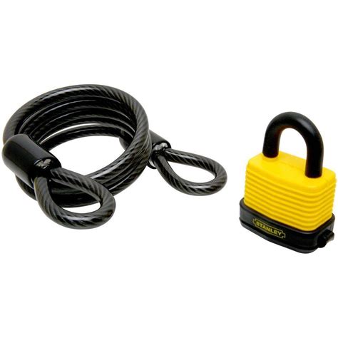 Stanley-National Hardware 1.575 in. Combination Padlock with Security Cable-V8810 COMBOPADLOK W ...