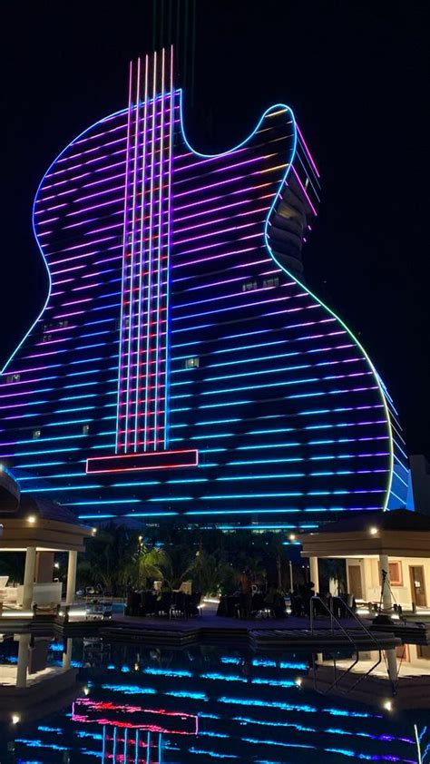 Hard Rock opens neon, guitar-shaped hotel in Florida