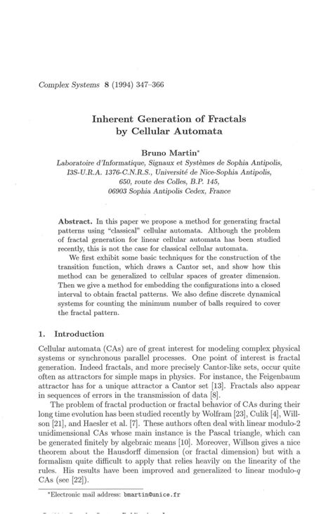 (PDF) Inherent Generation of Fractals by Cellular Automata