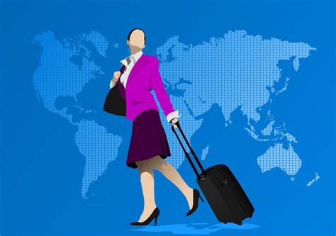 Premium Vector | Business womman with suitcase on world map background vector illustration