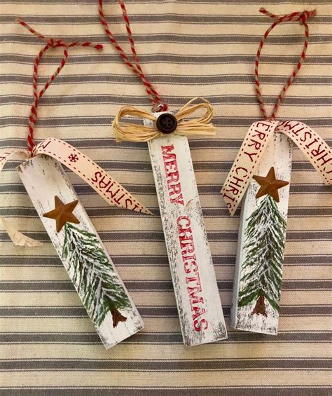 Set of 3 Handmade Rustic Farmhouse Inspired Ornaments - Etsy