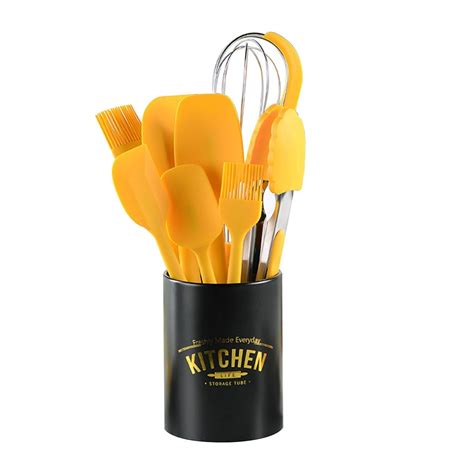 Kitchen Utensils Set, Heat Resistant Non-stick Silicone Kitchen Utensils Gadgets for Biking ...