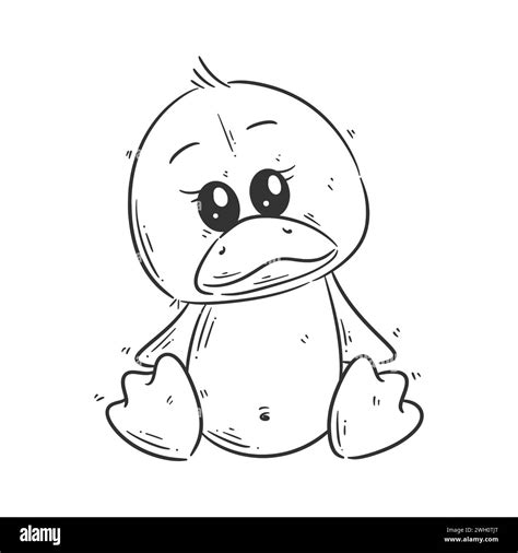 Cute duck doll sitting alone cartoon style vector for coloring Stock Vector Image & Art - Alamy
