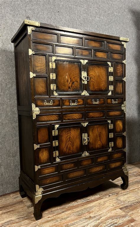 Proantic: Japanese Cabinet In Iron Wood And Gilt Bronze