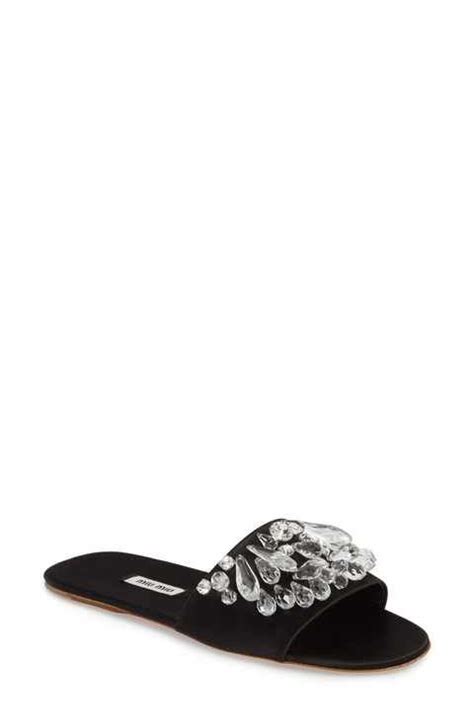 Miu Miu Embellished Slide Sandal (Women) | Spring shoes, Women shoes, Shoes