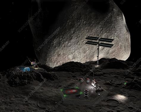 Asteroid mining settlement, artwork - Stock Image - C006/4533 - Science Photo Library