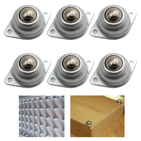 6pc Roller Ball Transfer Bearing Caster 5/8" Screw Mounted Round Ball ...