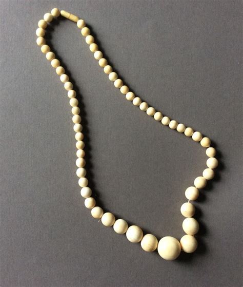 Antique Ivory Bead Necklace C1900