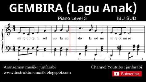 notasi balok gembira - tutorial piano level 3 - not lagu anak indonesia ...