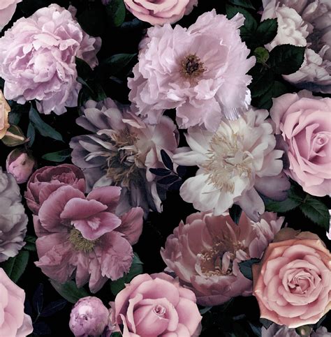 Pink And Black Floral Wallpaper