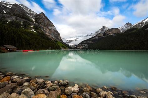 Lake Louise in the Canadian Rocky Mountains Stock Photo - Image of ...