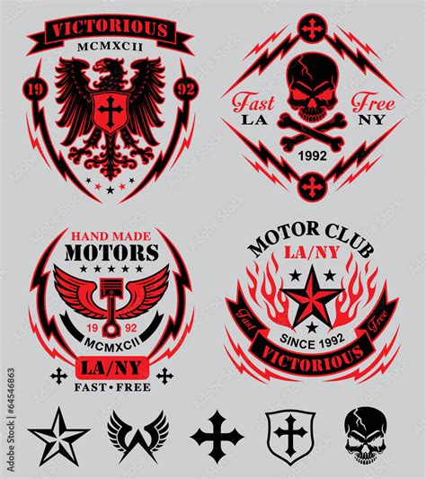 Biker patches emblem set Stock Vector | Adobe Stock