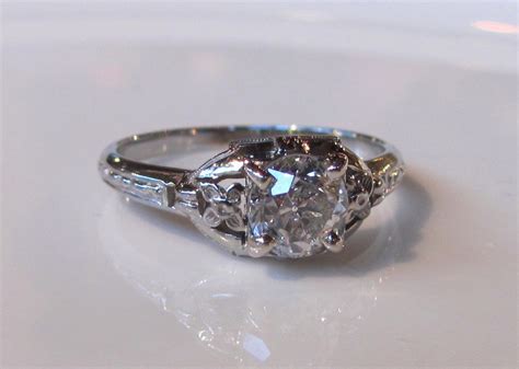 Antique 18K White Gold Diamond Solitaire Ring Circa 1925 Art Deco from flanagan-laneantiques on ...