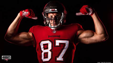 Rob Gronkowski in his new Buccaneers uniform - Tampa Bay Business Journal