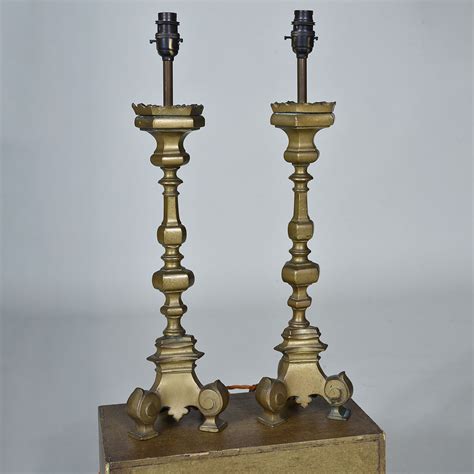 Pair of Antique Brass Lamps – Elaine Phillips Antiques