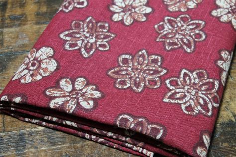 Floral Canvas Fabric canvas linen weave Cotton Fabric wine