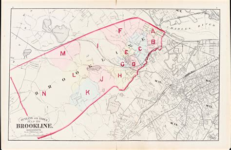 Brookline Index Map, 1874 - Old Street Map Reprint - -Brookline 1874 Atlas - OLD MAPS