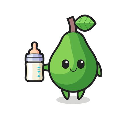 baby avocado cartoon character with milk bottle 3379580 Vector Art at Vecteezy