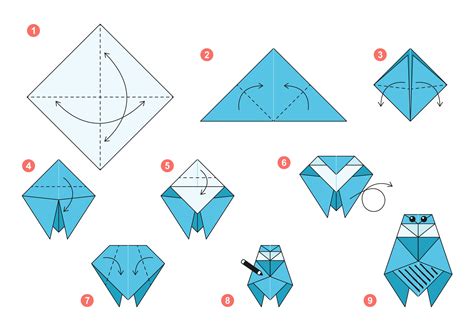 Fly origami scheme tutorial moving model. Origami for kids. Step by ...