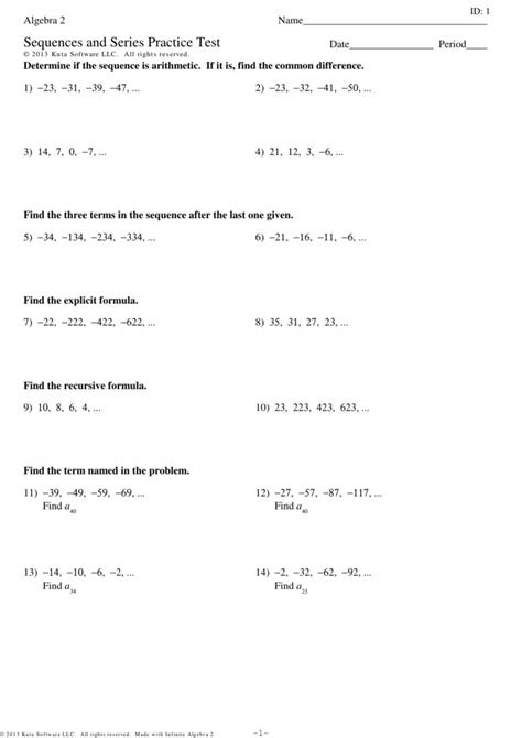 Arithmetic Sequence Worksheet With Answers - Onlineworksheet.my.id