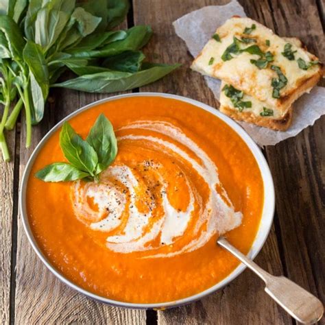 Creamy Tomato Soup with Basil Cheese on Toast - Nicky's Kitchen Sanctuary