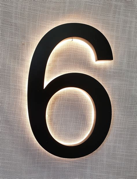 Custom Backlit Digit LED Light Modern House Numbers 8 Inch House ...