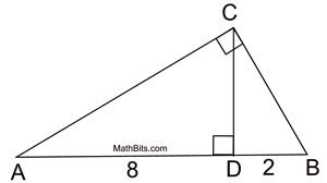 Geometric Means in Right Triangles Practice - MathBitsNotebook(Geo)