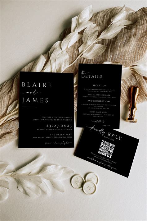 Black And White Wedding Theme, Black And White Wedding Invitations, Minimalist Wedding ...