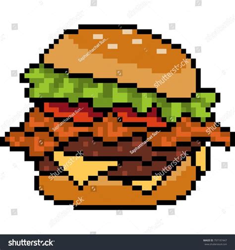 Vector Pixel Art Hamburger Isolated Stock Vector (Royalty Free ...