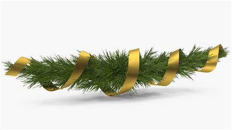 Christmas Garland with Gold Ribbon 3D - TurboSquid 2002672