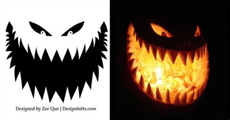 10 Free Scary Halloween Pumpkin Carving Patterns / Stencils & Ideas ...