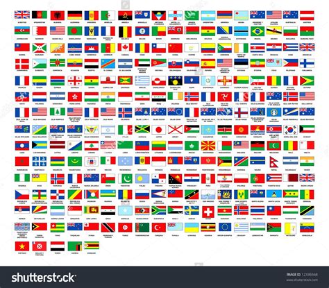 257 World Country Flags Alphabetically Order White Background Stockfoto ...