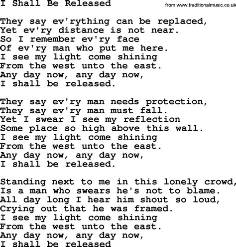 Joan Baez song - I Shall Be Released, lyrics