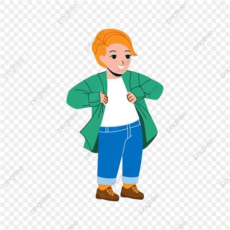 Boy Putting On Clothes Clipart