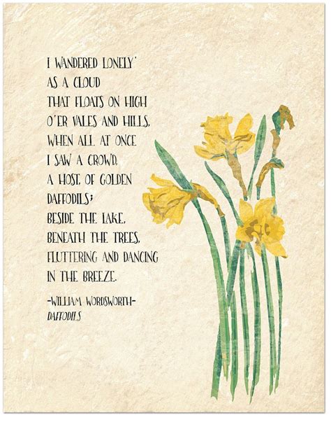 Golden Daffodils - William Wordsworth Inspirational Literary Quote from Daffodils. Fine Art ...