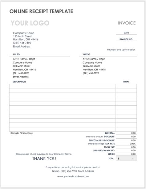 Receipt Template Word Microsoft - Free Word Template