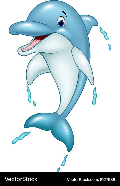 Cartoon dolphin jumping Royalty Free Vector Image