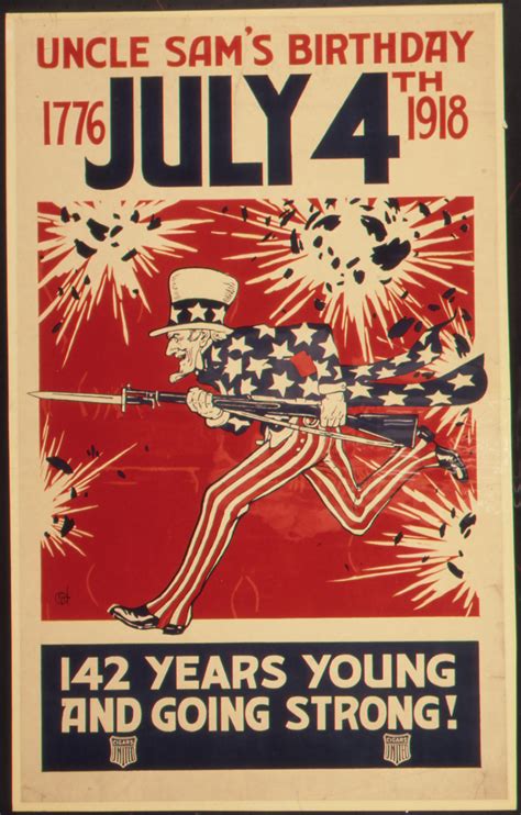 File:"Uncle Sam's Birthday. 1776- July 4th 1918. 142 Years Young and Going Strong.", ca. 1917 ...